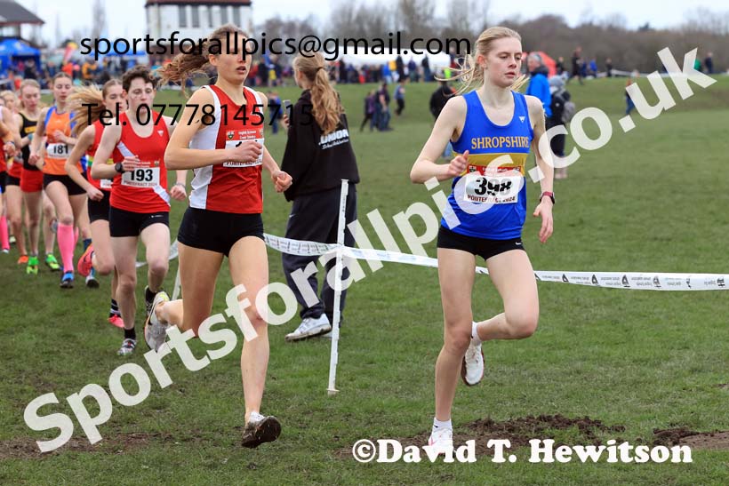 Senior Girls 2024 English Schools Cross Country Champs., Pontefract, March 16th.  Photo: David T. Hewitson/Sports for All Pics